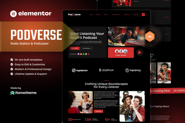 Podverse – Radio Station & Podcaster Elementor Template Kit – 0 Sold!