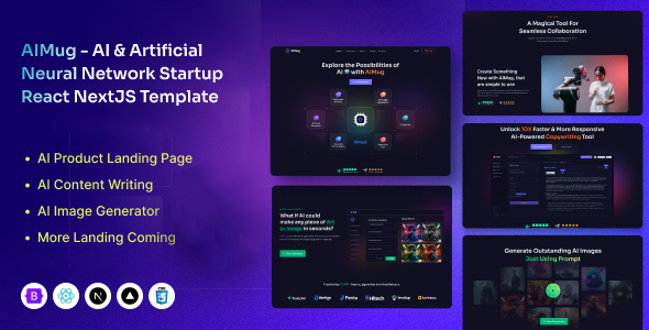 AIMug - AI & Artificial Neural Network Startup NextJS Template