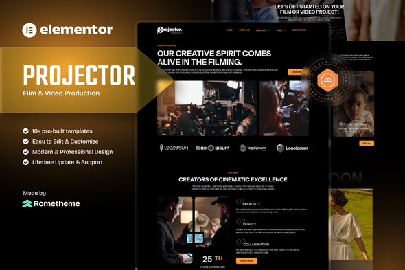 Projector - Film & Video Production Elementor Template Kit