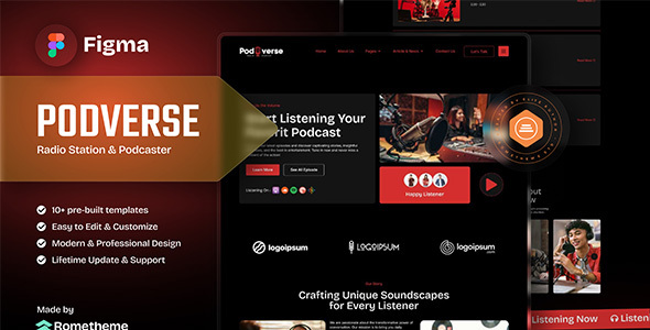 Podverse – Radio Station & Podcaster Figma Template – 0 Sold!