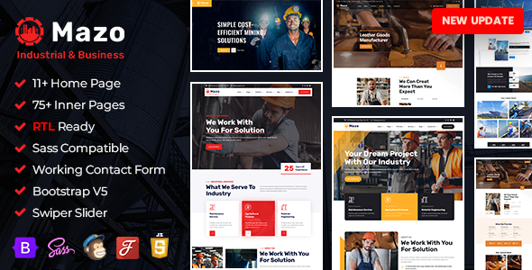 Mazo - Industry & Factory Bootstrap 5 HTML Template + RTL