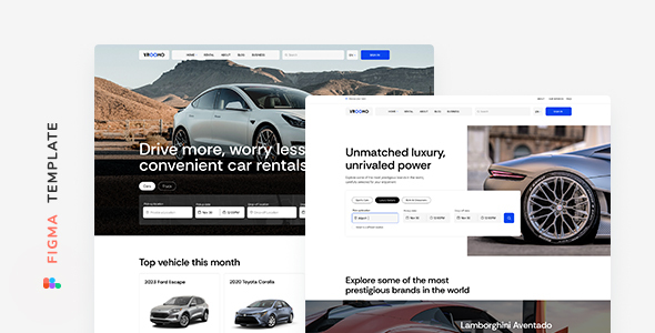 Vroomo – Car Rental Template for Figma – 0 Sold!