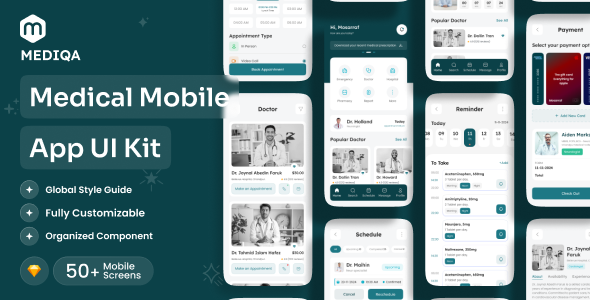 Mediqa- Medical Mobile App UI Kit – 0 Sold!