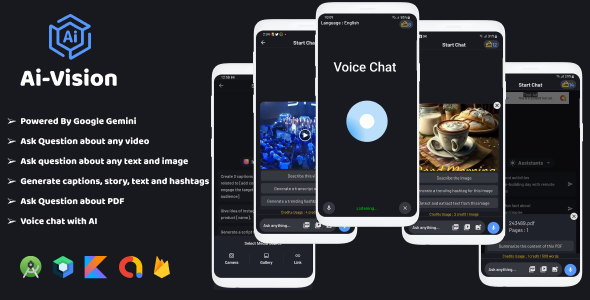 AiVision Powered By Gemini, Video Input, Image Input, Voice Chat, Complete Android App