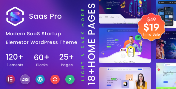 SaaSPro – SaaS & Tech Startup Elementor WordPress Theme – 0 Sold!