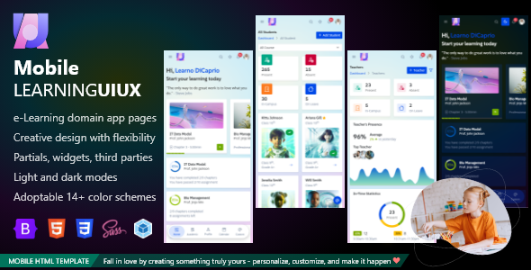 Mobile LearningUIUX Online Courses and e-Learning Bootstrap 5 Mobile HTML Template – 0 Sold!