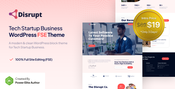 Disrupt – Tech Startup Business FSE WordPress Theme – 0 Sold!