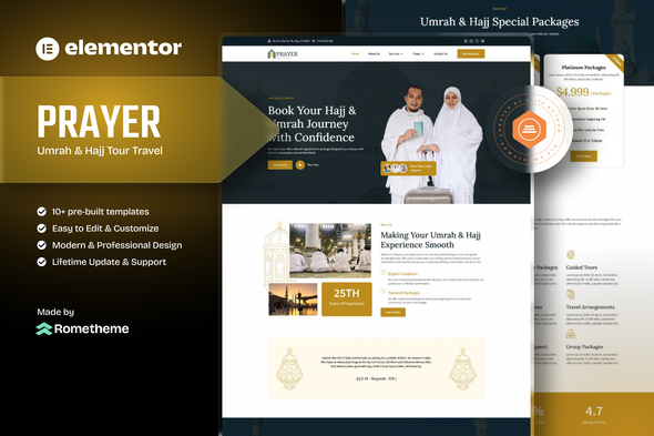 Prayer - Umrah & Hajj Tour Travel Elementor Template  Kit