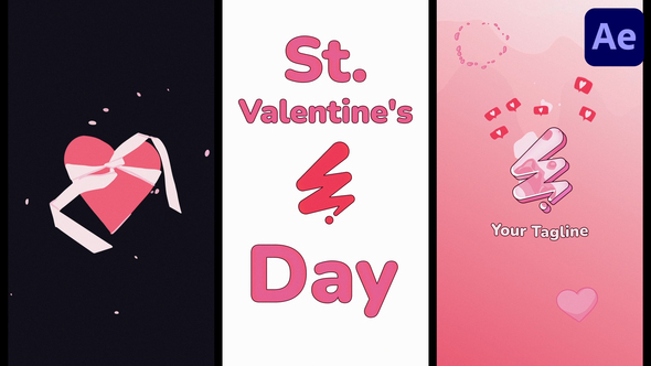 St. Valentine's Day Vertical Logo | After Effects alt