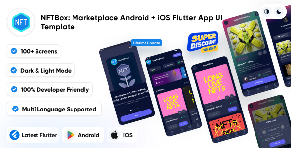 NFTBox: NFT Marketplace Android + iOS Flutter App UI Template