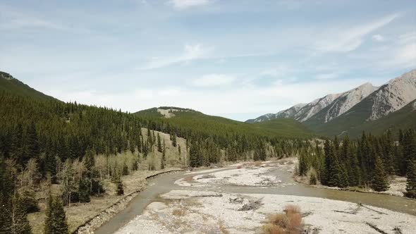 Aerial Footage Of Creek In Mountains