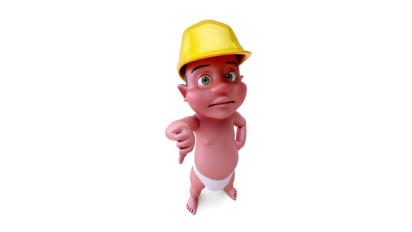 Fun 3D cartoon of a baby with a helmet