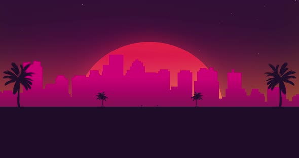 Retrowave purple background. Retro 80s synth design style