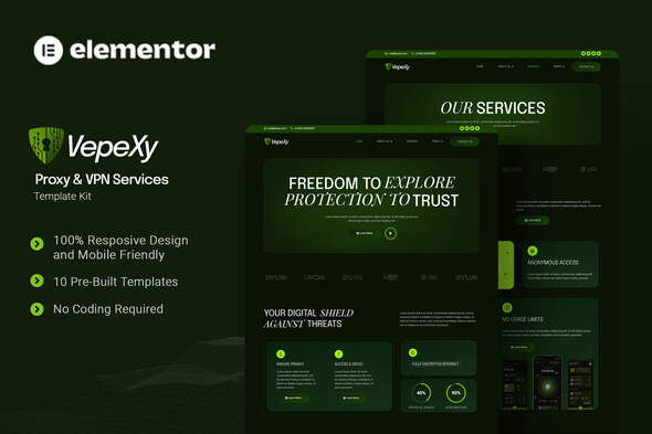 Vepexy – Proxy & VPN Services Elementor Template Kit – 0 Sold!