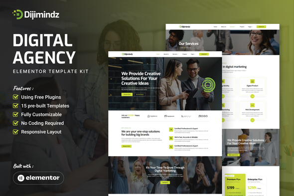 Dijimindz - Creative Digital Agency Elementor Template Kit