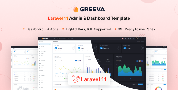 Greeva – Laravel 11 Admin & Dashboard Template – 0 Sold!