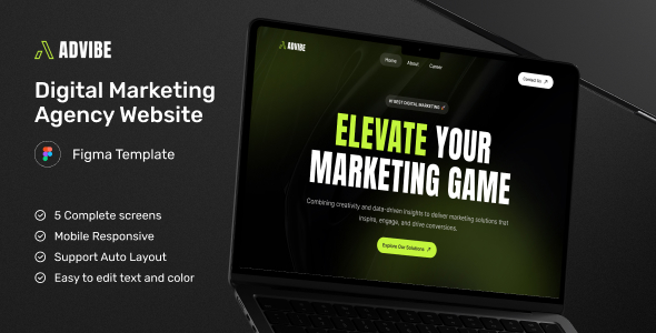 AdVibe – Digital Marketing Agency Website Figma Template – 0 Sold!