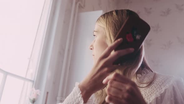 Woman in an old vintage Hotel