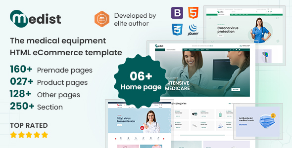 Medist – Medical Equipment eCommerce Bootstrap HTML5 Template – 0 Sold!