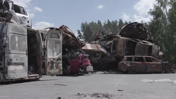 Wardestroyed Cars in Irpin Bucha District Ukraine