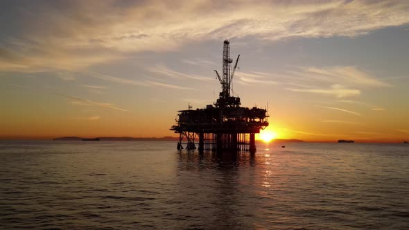 Aerial shot of an offshore oil platform