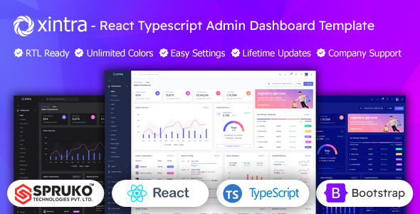 Xintra – React Admin Panel Typescript Bootstrap Dashboard Template – 0 Sold!