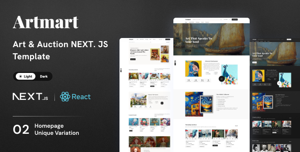 Artmart – Art Gallery & Auctions React Next.JS Template – 0 Sold!