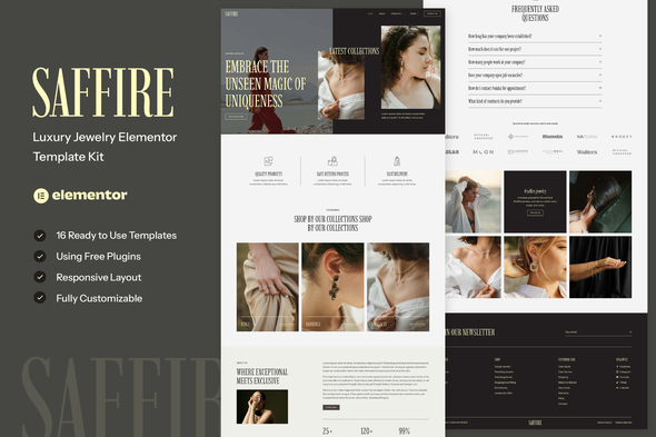 Saffire – Luxury Jewelry Elementor Template Kit – 0 Sold!