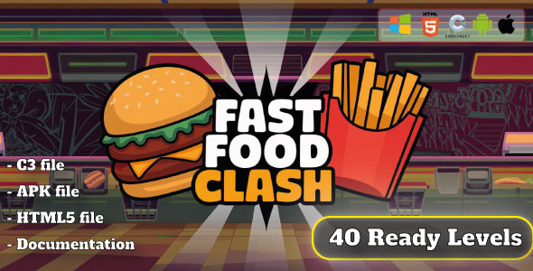 Fast Food Clash - Platformer Game - HTML5, Construct 3