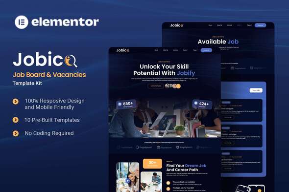 Jobico – Job Board & Vacancies Elementor Template Kit – 0 Sold!