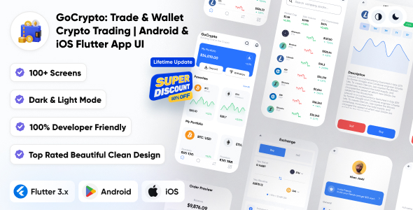 GoCrypto: Trade & Wallet | Buy and Exchange Finance | Crypto Trading | Android + iOS Flutter App UI