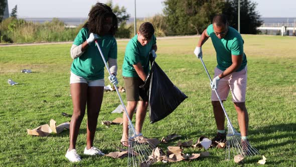 Group of Volunteers Picking Garbage