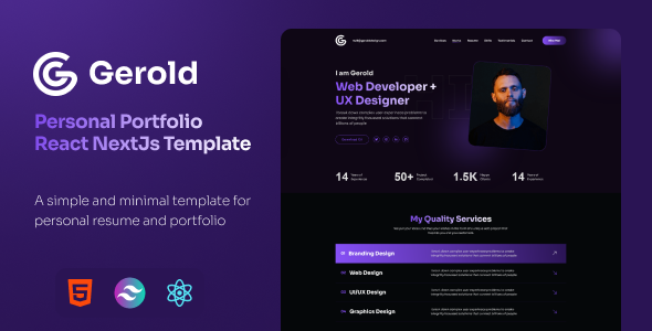 Gerold – Personal Portfolio React NextJs Template – 0 Sold!