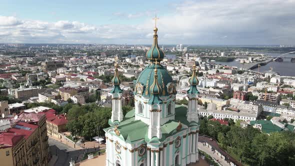 Kyiv. Ukraine. St. Andrew's Church. Aerial