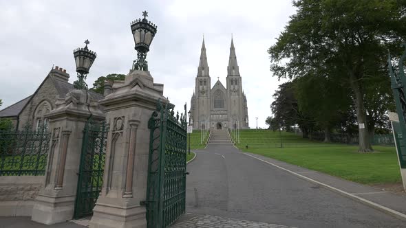 The entrance gates of St Patricks Cathedral alt