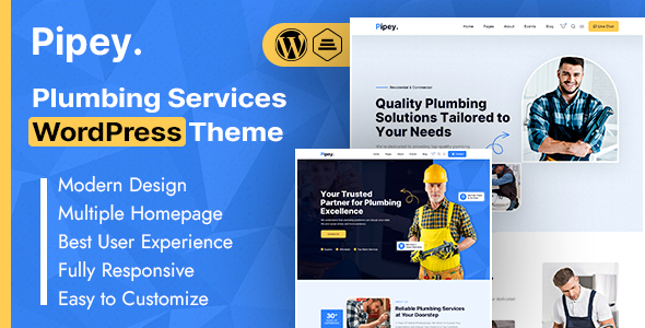 Pipey | Plumbing Services WordPress Theme – 0 Sold!