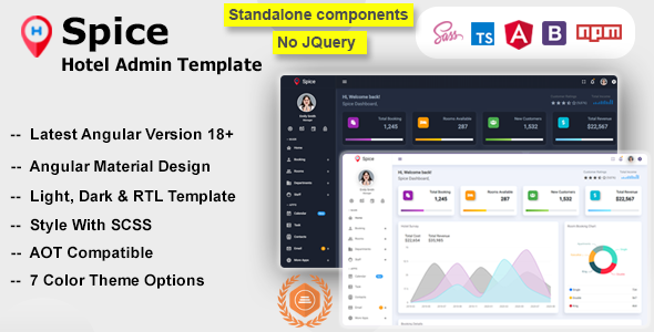 Spice - Angular 19+ Hotel Admin Dashboard Template