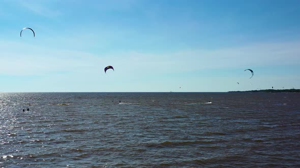 Aerial View. Kite Surfing On The Sea 2