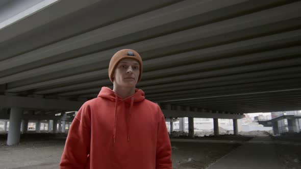 Portrait of Young Parkourist on Street