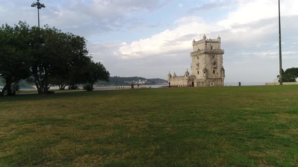 Lisbon Portugal Aerial View of Belem Tower (Torre De Belem)