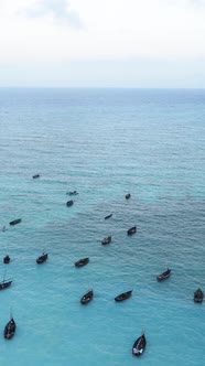 Tanzania  Vertical Video of the Ocean Near the Coast of Zanzibar Slow Motion