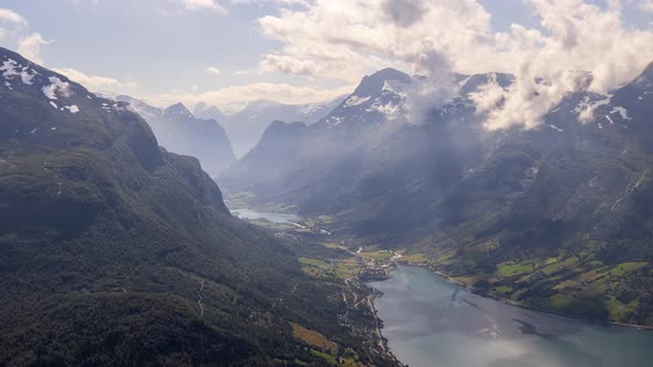 View from Mt. Hoven, Norway - Loen Sky Lift Viewing Platform (ProRes Time Lapse)