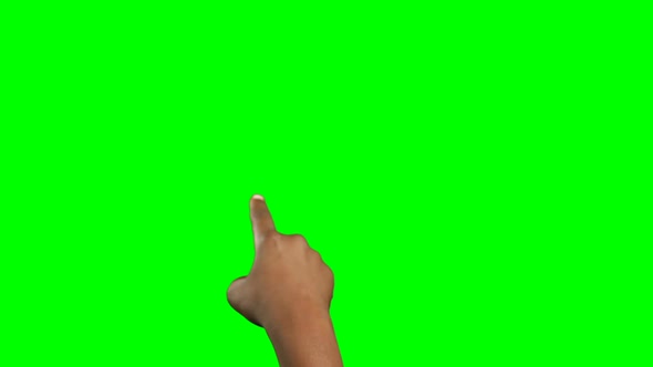 Person making hand gesture against green screen background