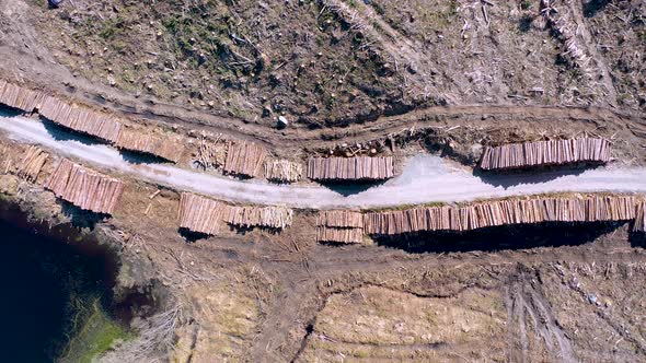 Timber Stacks Aerial at Bonny Glen in County Donegal - Ireland