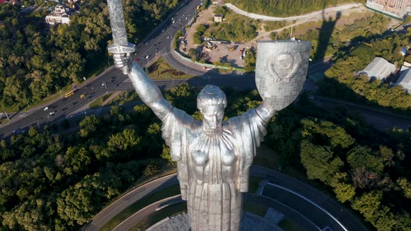 Aerial View of the Mother Motherland Monument in Kiev