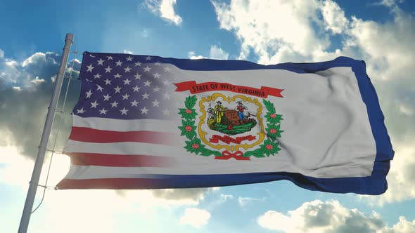 Flag of USA and West Virginia State