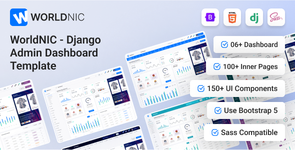 Worldnic – Django Admin Dashboard Bootstrap Template – 0 Sold!