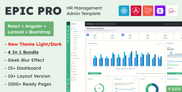 Epic Pro - React + Angular + Laravel + Bootstrap HR Management Admin Template & UI Kit