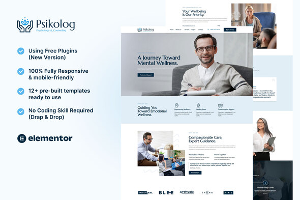 Psikolog – Psychology & Counseling Elementor Template Kit – 0 Sold!