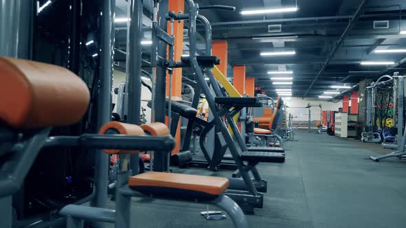 Small Business Concept. Many Training Machines in an Empty Gym.